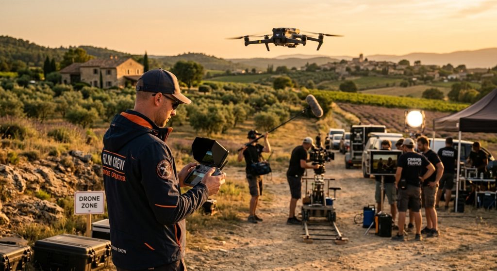 Pilote drone professionnel en tournage de série TV en Occitanie - Nicolas Manna Vision by Sky